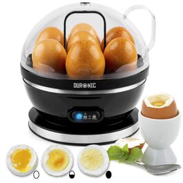 Електричний яйцеварка Duronic EB27 WE: 1-7 яєць, регулювання ступеня готовності, таймер, захист від перегріву, мірна склянка та ложка для яєць