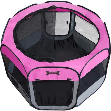 Вольєр для цуценят Melko 125x125x64 см, розкладний, для собак, котів, кроликів (Рожевий)