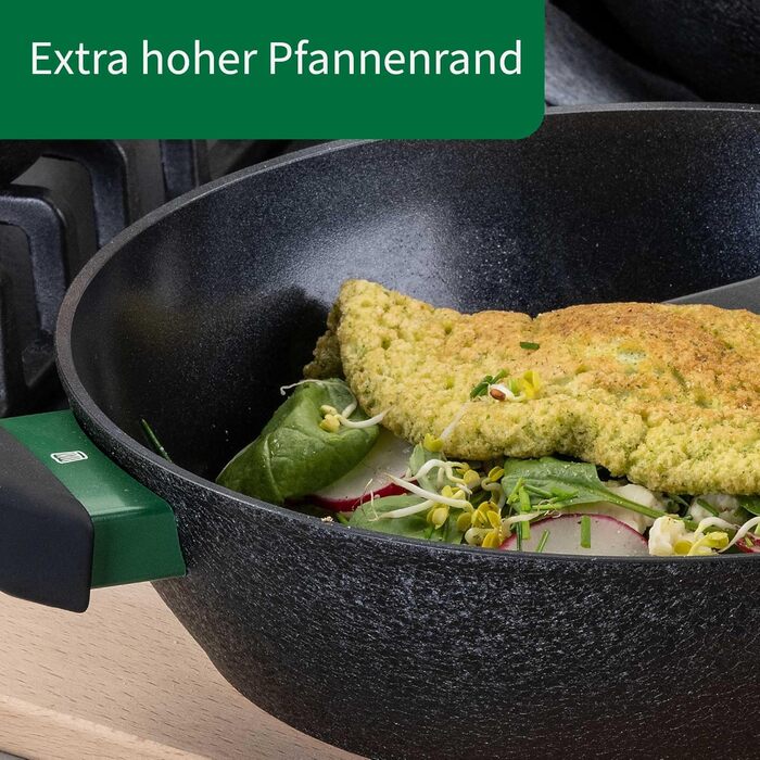 Grill-сковорода FACKELMANN Chefkoch Hamburg керамічна 28 см з антипригарним покриттям, з переробленого алюмінію, для всіх типів плит та духовки