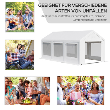 Outsunny Large Party Tent 6x3m with Removable Side Walls and Windows for Outdoor Events, Waterproof and Sturdy