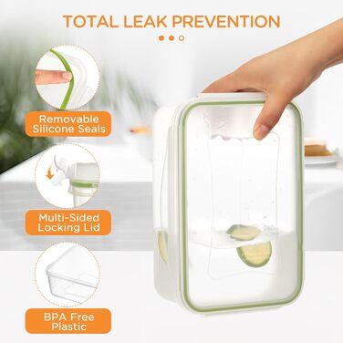 Набір контейнерів для зберігання їжі AiQInu 5 шт. з кришкою, BPA-Free, PP (1.5L+1L+0.5L+0.24L+0.12L), прозорі, для холодильника та мікрохвильової печі