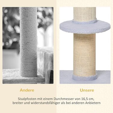 PawHut Cat Tree Small 91 cm Cat Tree with Cat Bed, Cat Scratching Post Play Tree Scratching Post with Platform for Cats up to 5 kg Sisal Lambswool Light Blue