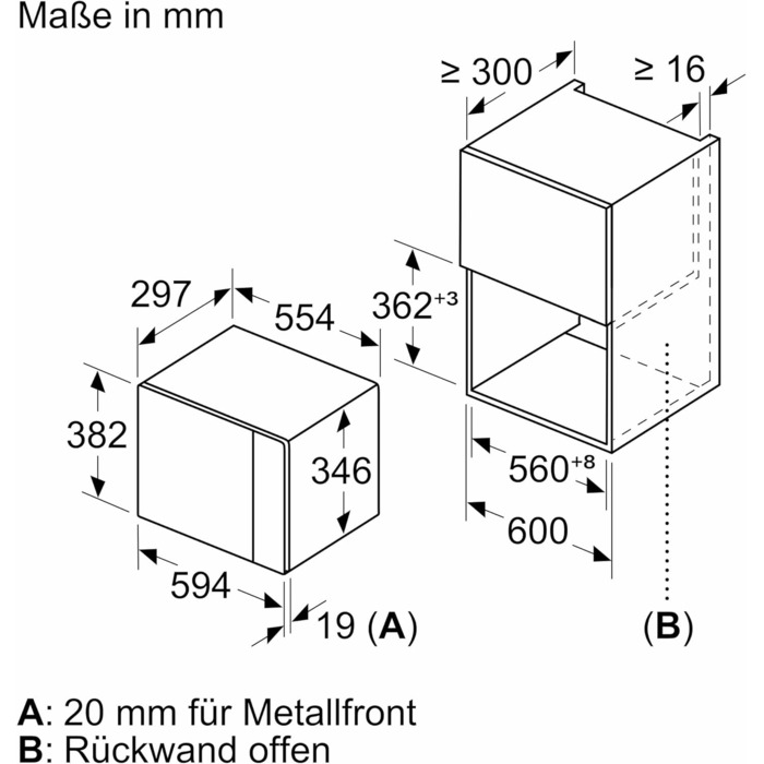 Вбудована мікрохвильова піч Bosch BFL523MW3 Serie 4, 38x50 см, 800 Вт, поворотний столик 27 см, лівий відкривання дверцят, AutoPilot, 7 автоматичних програм, LED-Touchdisplay
