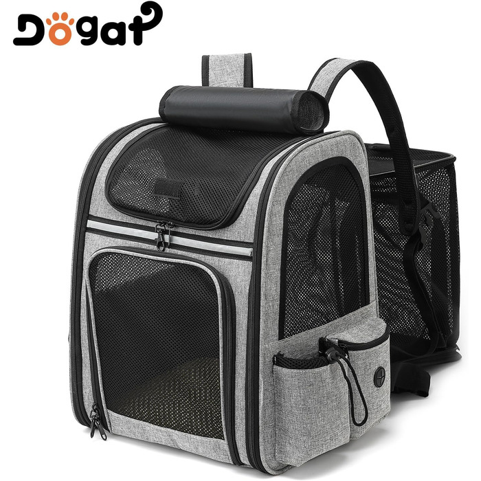 Рюкзак для кота/собаки Dogat, сірий, дихаючий, з сіткою, розкладний, для подорожей
