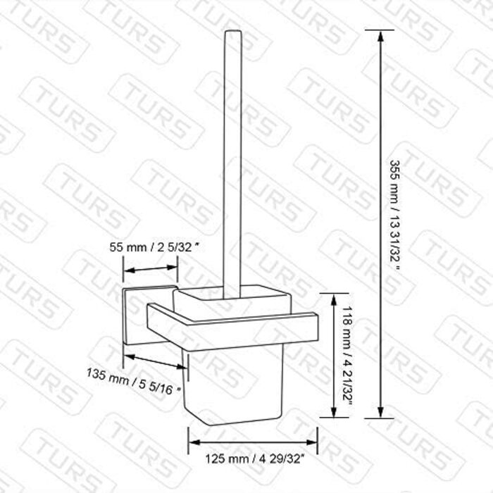 Turs Stainless Steel Toothbrush Holder Bath Drinking Glass Tumbler with Holder Wall Mount, Polished Surface, K7007P (Toilet Brush Holder)