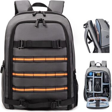 Рюкзак для камери Horfccid 23L: фотосумка, сумісна з DSLR, 15.6'' ноутбук, сірий