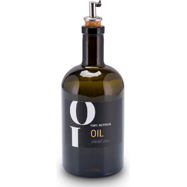Lifestyle Lover Oil and Vinegar Set Apothecary Bottle Green Antique Glass Olive Oil with Stainless Steel Pourer for Oil & Vinegar (Oil 500ml)