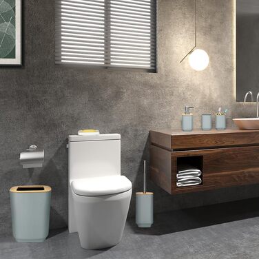 Набір аксесуарів для ванної кімнати JOTOM з бамбука (6 шт.) - сірий