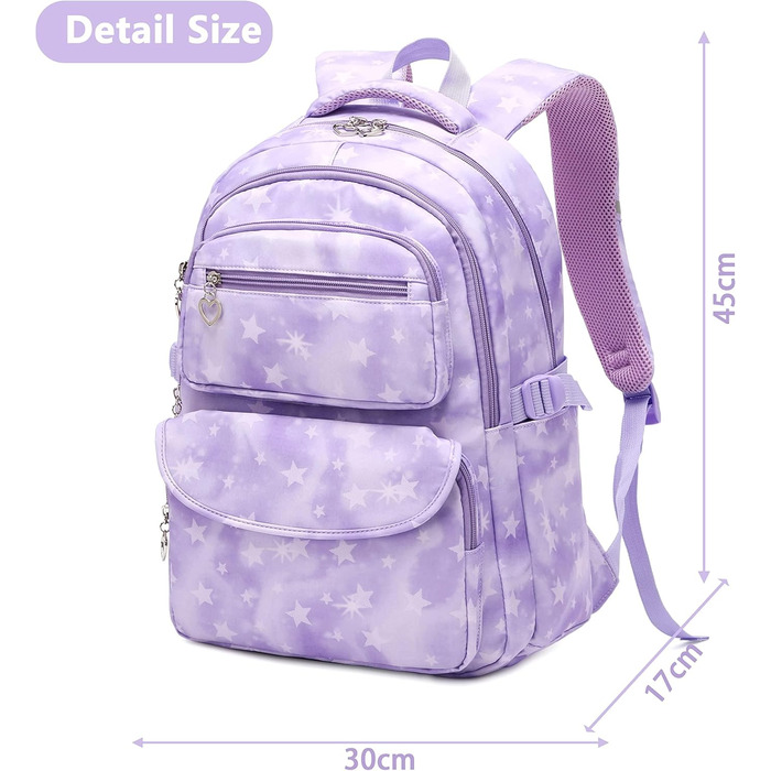 Шкільний рюкзак для дівчинки-підлітка, вінтажний рюкзак, набір, квітковий дизайн, рюкзак для ноутбука, шкільні сумки для жінок, для школи, подорожей, з ланч-бокс та пеналом (фіолетовий)