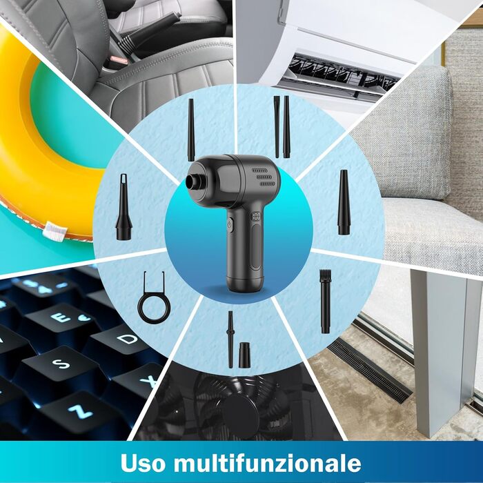 Бездротовий пилосос для клавіатури ULTRONICS X3 Gang-165000 PRM з компресованою повітрям, акумулятор 10400mAh, Type-C, для ноутбуків, електроніки та дому