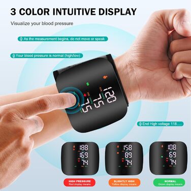 Автоматичний тонометр на зап'ясті з LCD-дисплеєм, регульована манжета, пам'ять на 99 вимірювань