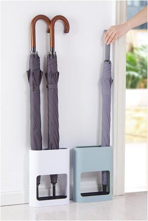 Підставка для парасольки з знімною підставкою для збору води, пластикова підставка для довгих/коротких парасольок, полиця для зберігання в приміщенні, блакитна