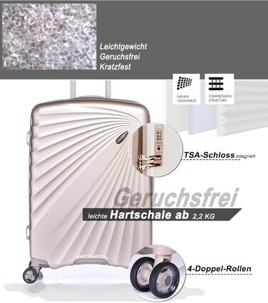 ABISTAB VERAGE Kinetic 4-Double-Wheel Trolley Large, Weighs -76cm, 106-127 Expandable, TSA Lock, ABS/PC Hard Shell Suitcase, Travel Suitcase, Burgundy (Metallic Champagne, SML)