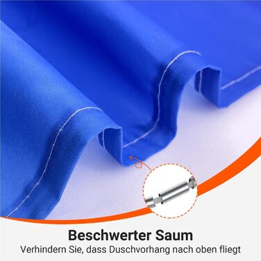 Штора для ванної кімнати 180x200 см, антигрибкова, водовідштовхувальна, з поліестеру, з кільцями (220x180 см)