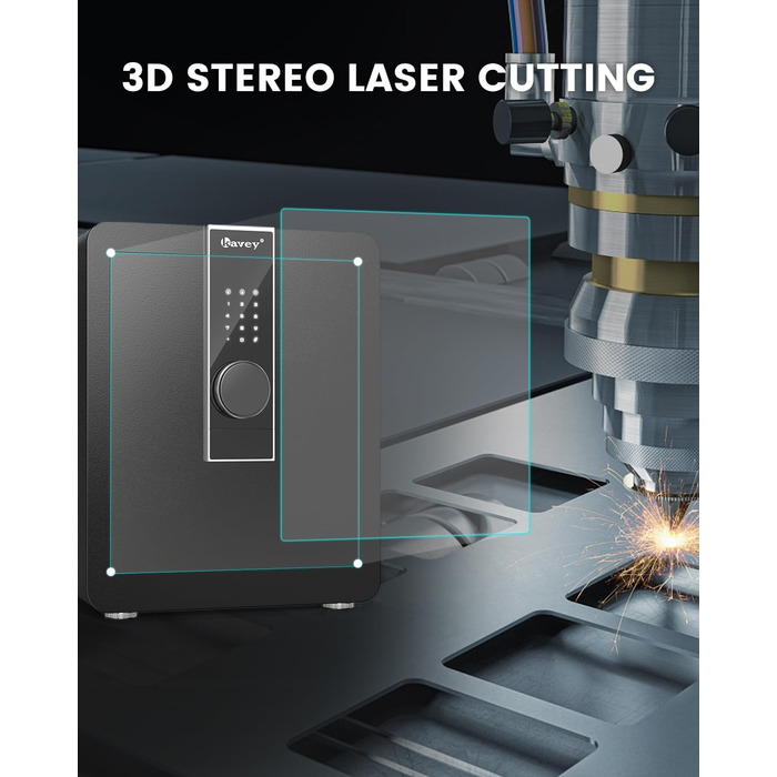 Кейві 2.0 Kub Safe Box: сейф з LCD-сенсорним екраном, двома тривогами, LED-підсвіткою, знімною полицею, для грошей, документів та цінностей (2,0 м³)