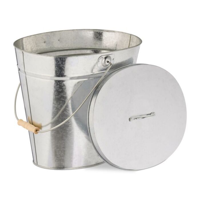 Relaxdays Galvanized Ash Bucket with Lid