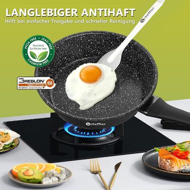 Набір каструль та сковорідок Scheffler 15tlg з антипригарним покриттям для індукційних плит, чорний (HL-21PS102)