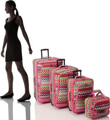 Набір валіз Rockland Escape Softside, 4 шт. (14/19/24/28 дюймів), племінний стиль