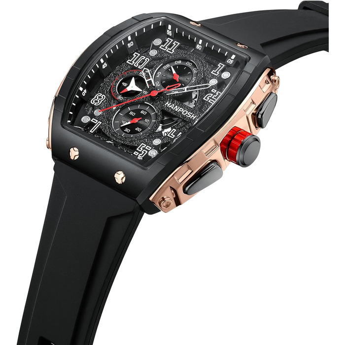 HANPOSH Чоловічий годинник: аналоговий кварцовий годинник, водостійкий спортивний годинник, тактичний годинник (чорний, золотий)