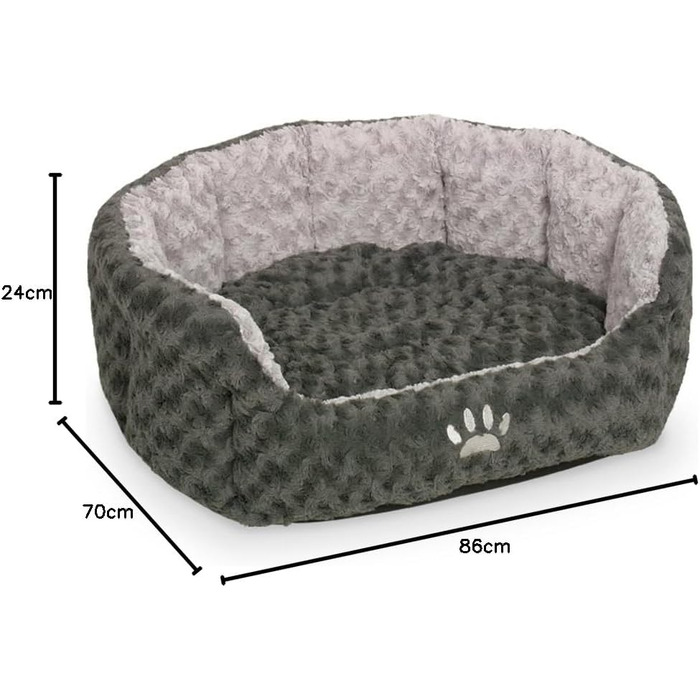 Ліжко овальне для собак та котів Nobby Komfortbett Seoli, 65x57x22 см, сірий/світло-сірий