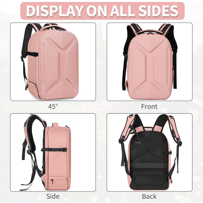 Рюкзак для фотокамери з жорстким корпусом, водонепроникний, ударостійкий, з відділенням для ноутбука 15,6 дюймів та кріпленням для штатива, сумісний з Canon/Nikon/Sony (Рожевий)