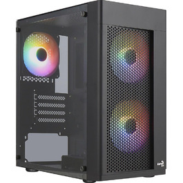 Корпус ПК Aerocool HEXFORM K2 V2 Micro ATX з 3 RGB вентиляторами, сітчаста передня панель, чорний колір