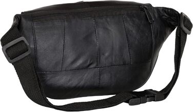 Liberty Leather Belt Bag made from Nappa leather with multiple pockets for outdoor use, travel, adjustable hip belt, fanny pack for hiking, cycling, running, fashion, Medium, (Black, 220)
