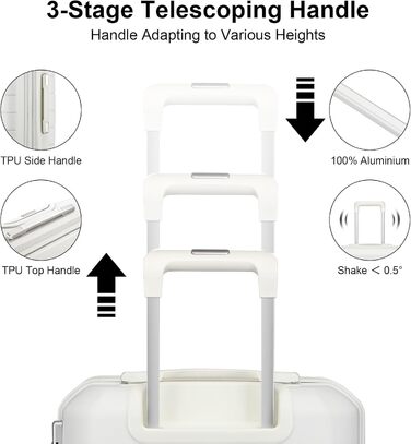 Валіза-тележка Sea Choice з жорстким корпусом, розширювана, ручна поклажа, 55 см, білий колір, з TSA замком та 360° колесами