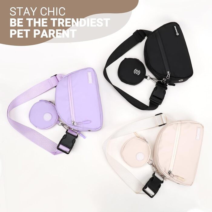 Сумка для дресирування собак Leckerlibeutel, з невеликим кишеньковим мішечком, вбудованим диспенсером для собачих екскрементів та тримачем для пакетів, кремового кольору