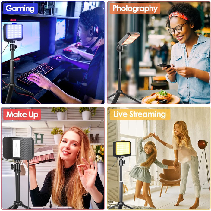 LED відеосвітло UBeesize 2 шт. з регульованою яскравістю, штативом та фільтрами для відеоконференцій, стрімінгу та YouTube