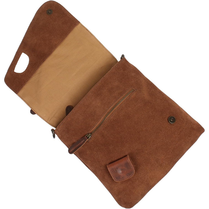 Сумка жіноча LE CONI крос-боді з натуральної замші (коричнева) 29x29x6 см - оригінальна німецька якість