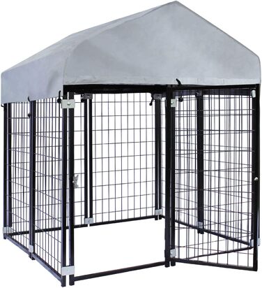 Будка для собак Wiltec з дахом 121x121x137 см, міцна сталева конструкція, вулиця