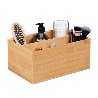 Relaxdays Bamboo Storage Box with 2 Compartments