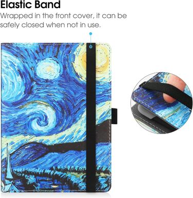 Чохол для eReader 6 дюймів: Kindle, Kobo, Tolino, Pocketbook, Sony. Чохол-підставка з петлею. Зіркове небо