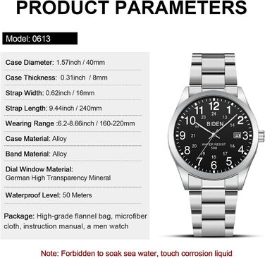 Годинник чоловічий LENQIN з нержавіючої сталі, кварцовий, аналоговий, водонепроникний (30M), стильний, повсякденний, срібно-чорний