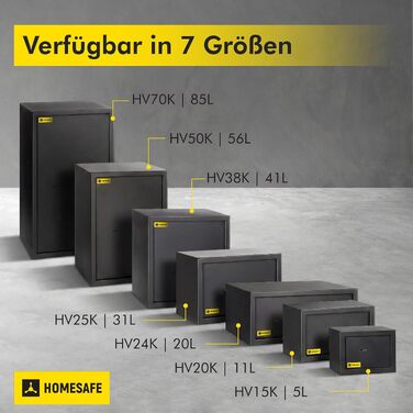 Сейф Homesafe HV15K з ключовим замком, металевий, 15x20x17 см, колір Carbon Satin Schwarz