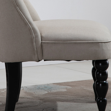 HOMCOM Vintage Armchair, Recliner Chair, Upholstered Chair 67x67x78 cm, Linen Cover, Wooden Frame, Beige and Black, ideal for Dining Room & Living Room