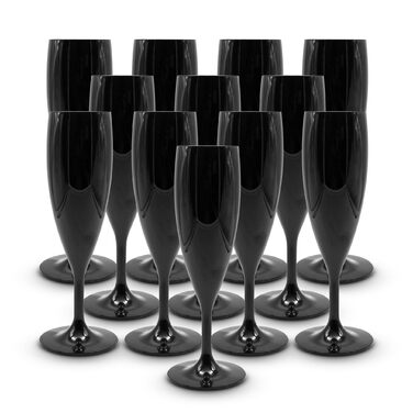 DOJA Barcelona: 12 пластикових келихів для шампанського, 195x8x2 мм, чорний полікарбонат