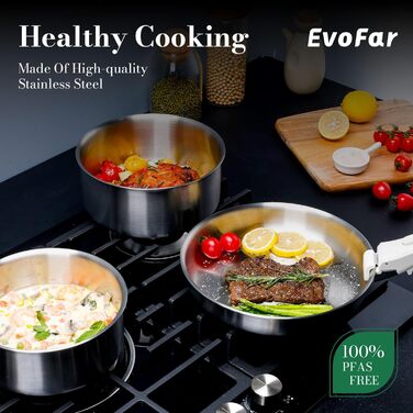 Набір посуду з нержавіючої сталі 14 предметів: каструлі та сковорідки з керамічним покриттям, знімні ручки. Включає сковорідку 24 см, каструлі 18/20 см. Можливість складання. Підходить для всіх типів плит. Білий (сріблястий)