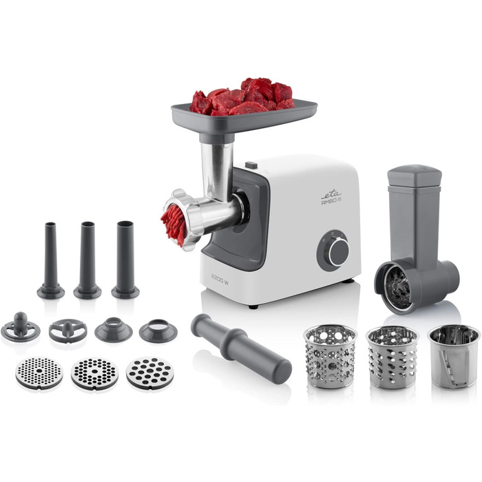 М'ясорубка електрична Ambo 3I 2200 Вт: подрібнення м'яса, приготування ковбас, нарізка овочів, насадка для кеббе