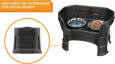 Набір мисок для собак Neater Feeder Deluxe: миски з нержавіючої сталі, без розливання, піднята платформа, для великих собак, США, чорний Midnight (Medium)