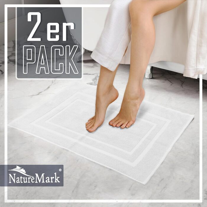 Набір махрових килимків для ванної кімнати NatureMark, 100% бавовна, 50 x 80 см, білий (2 шт.)