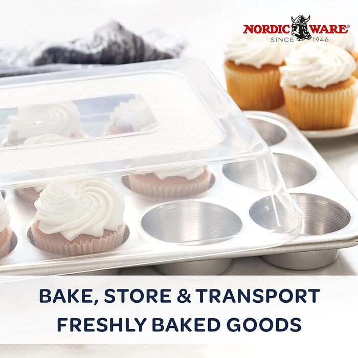 Nordic Ware Muffin Tin with High Sides, 12 Cups, Natural Color