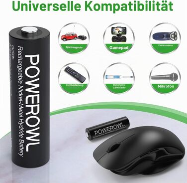 Акумулятори POWEROWL AA Ni-MH 2800mAh (8 шт) + Зарядний пристрій USB на 4 слоти