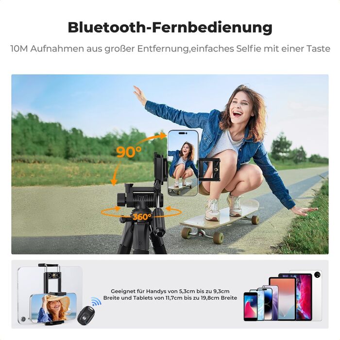 Штатив K&F Concept S255A3+BV01: Легкий штатив з сумкою, для камери/DSLR/відеокамери, з підтримкою смартфонів та планшетів (172 см)