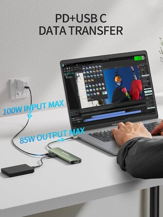 Док-станція Lemorele 2025 Upgrade: USB-C/A, 10Gbps, 3 монітори, 14 в 1, HDMI 4K, Ethernet, USB 3.2/2.0, VGA, Type-C 3.1, PD 100W, SD/TF, для Windows, MacBook (зелена)