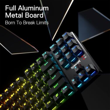 Redragon K660 RGB-ігрова клавіатура: 87 клавіш, TKL, механічна, з підсвічуванням, з алюмінієвою основою та тихими червоними перемикачами
