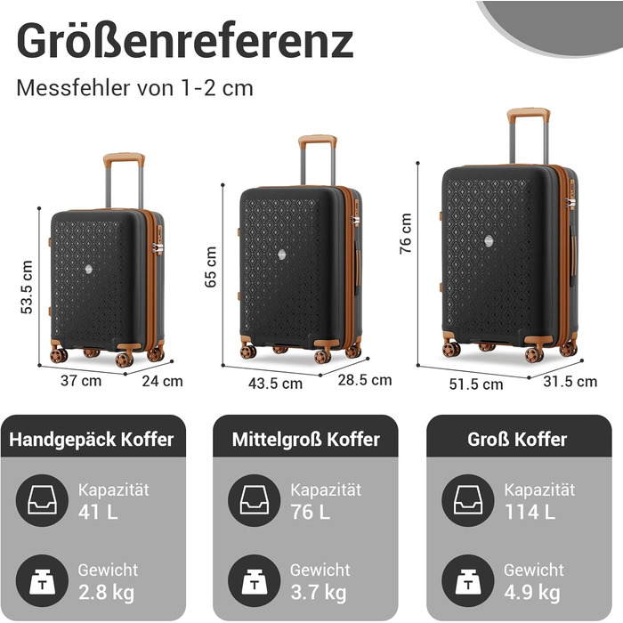 Чорний/коричневий великий валіза-ролкер з розширюваною конструкцією, TSA-замком та тримачем для напоїв (Polypropylen)