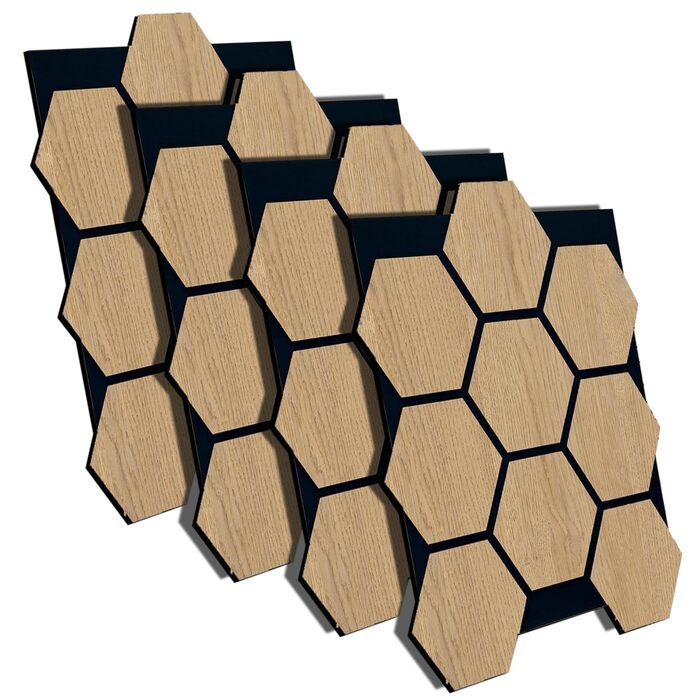 Акустичні настінні панелі AS Country Stone® з натурального дерева, 80x65 см, шумопоглинаючі декоративні панелі для офісу та дому (4 шт., колір Karina)