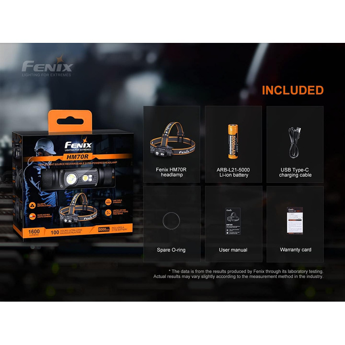 FENIX Hm70r Rechargeable 21700 Powered Headlamp with Neutral White and Red LEDs